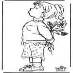 Kids coloring pages - Girl with flowers