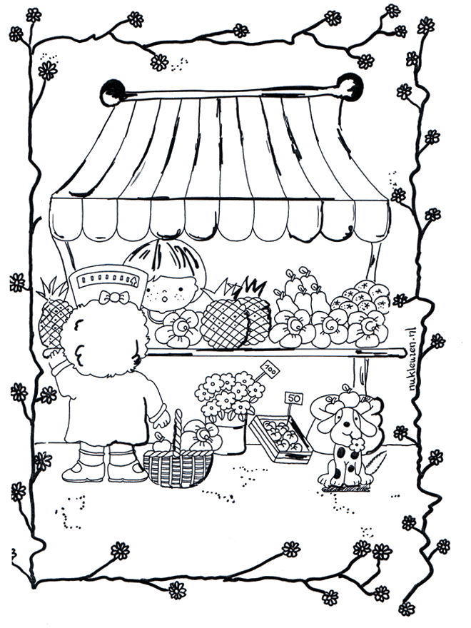 Greengrocer 1 - Children coloring page