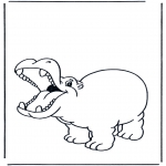Animals coloring pages - Happy hippo