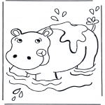 Animals coloring pages - Hippo in the water