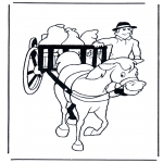 Animals coloring pages - Horse and wagon