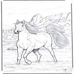 Animals coloring pages - Horse in the river