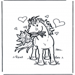 Animals coloring pages - Horse with flowers