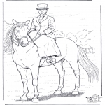 Animals coloring pages - Horse with lady