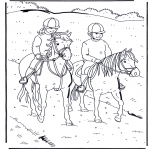 Animals coloring pages - Horseriding 1