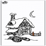 Winter coloring pages - House in the snow 3