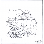 Bible coloring pages - House on sand and rock