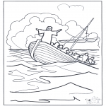 Bible coloring pages - Jesus on the water 2