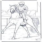 Animals coloring pages - Jockey on horse