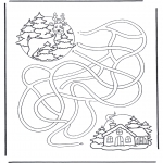 Winter coloring pages - Labyrinth deer