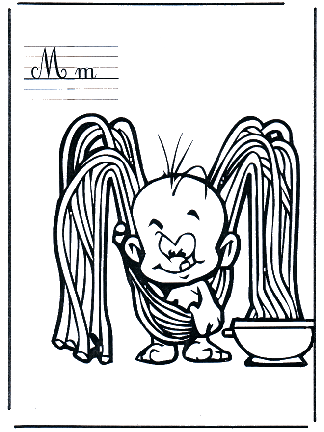 Letter M - Alphabeth coloring pages