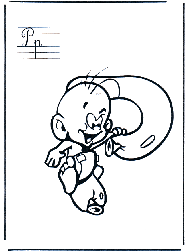 Letter P - Alphabeth coloring pages