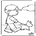 Animals coloring pages - Letting the dog out