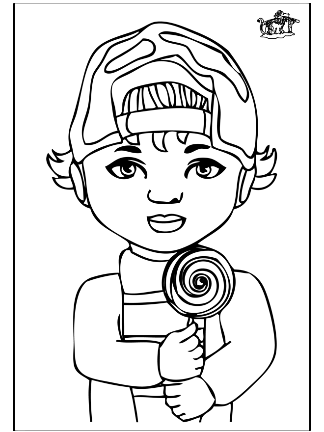 Little boy 1 - Children coloring page