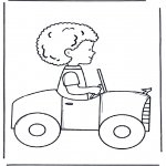 Kids coloring pages - Little boy in car