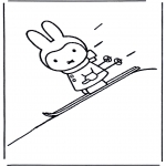 Kids coloring pages - Little rabbit on ski's