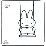 Kids coloring pages - Little rabbit on swing