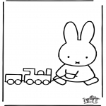 Kids coloring pages - Little rabbit with train