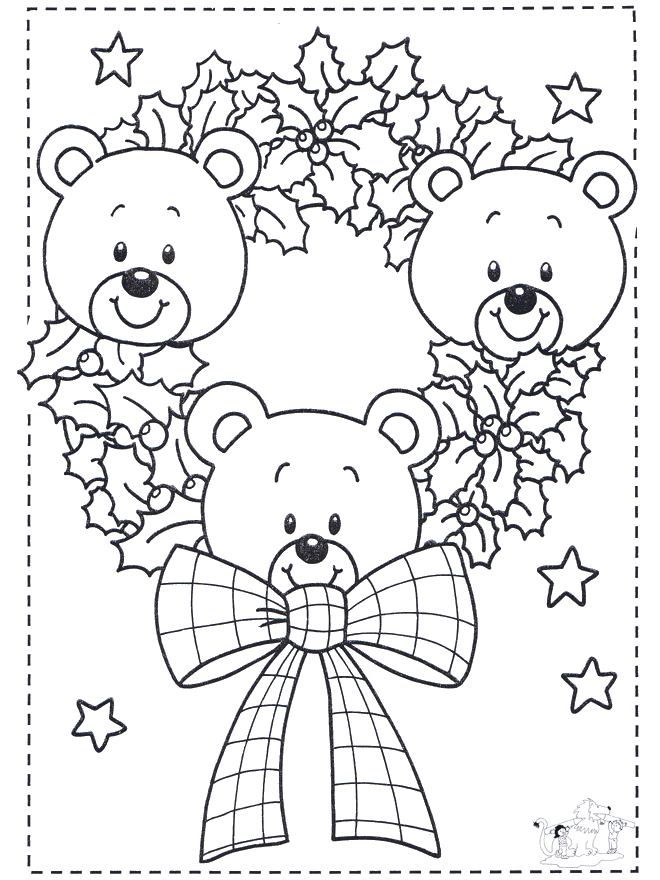 Little x-mas bears - Coloring pages Christmas