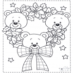 Christmas coloring pages - Little x-mas bears