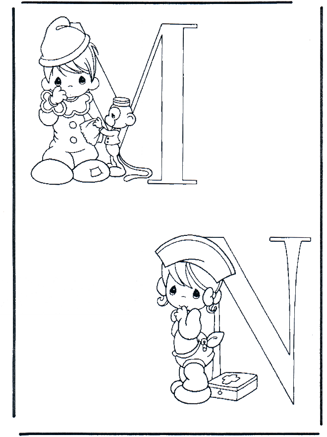 M and N - Alphabeth coloring pages
