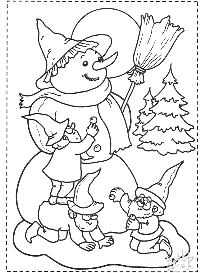 Making snowman - Coloring pages Christmas