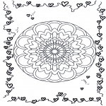 Mandala Coloring Pages - Mandala hearts 3