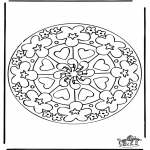 Mandala Coloring Pages - Mandala hearts 7