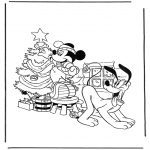 Christmas coloring pages - Mickey with christmastree