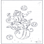 Animals coloring pages - Monkey on ball