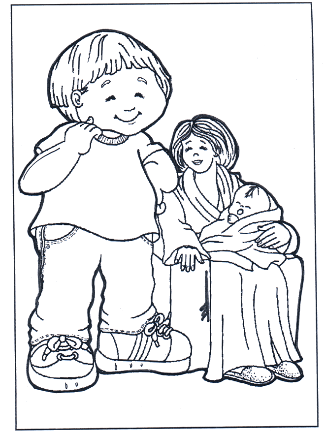Mother and children 2 - Children coloring page