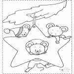 Animals coloring pages - Mouse at Christmas star