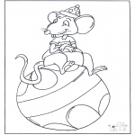 Animals coloring pages - Mouse on ball