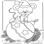 Winter coloring pages - Mouse with bauble