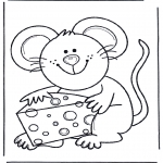 Animals coloring pages - Mouse with cheese