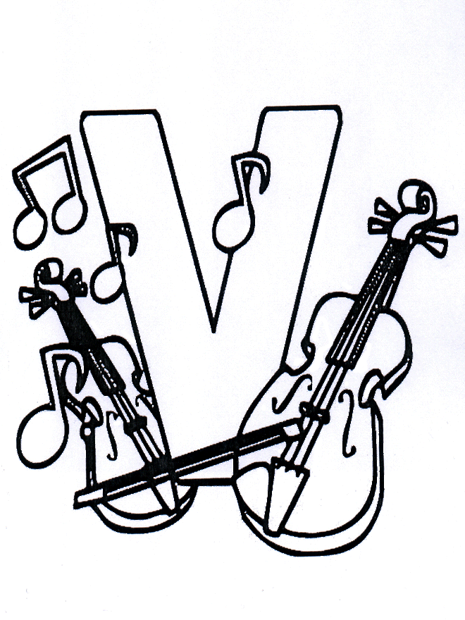 Music alphabet V - Alphabeth coloring pages