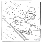 Winter coloring pages - Number drawing ski