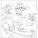 Winter coloring pages - Numberdrawing snowboard