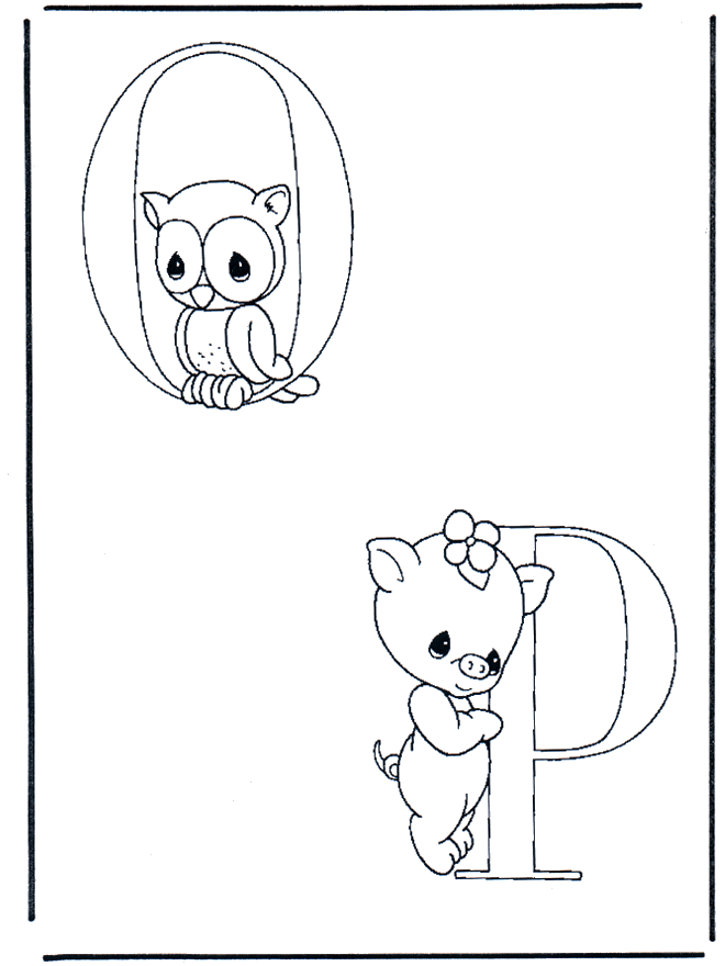 O and P - Alphabeth coloring pages