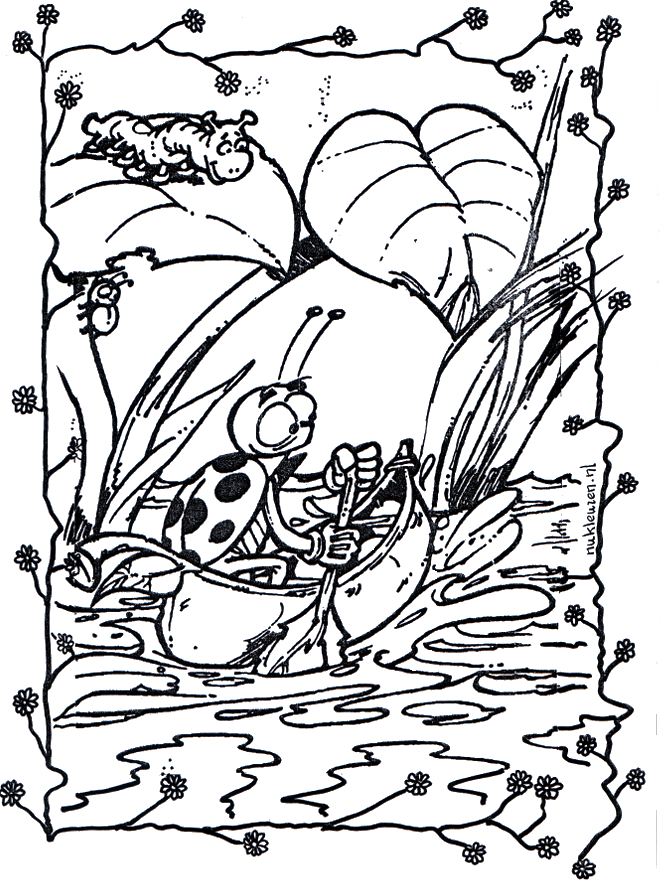 On a boat 1 - Insects coloring page