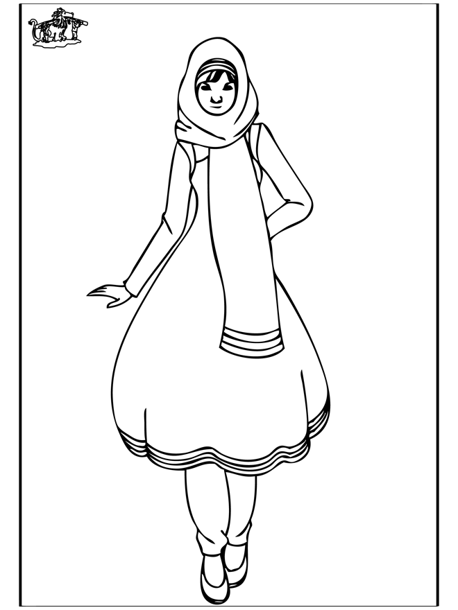 Oriental girl - Children coloring page