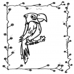 Animals coloring pages - Parrot on stick