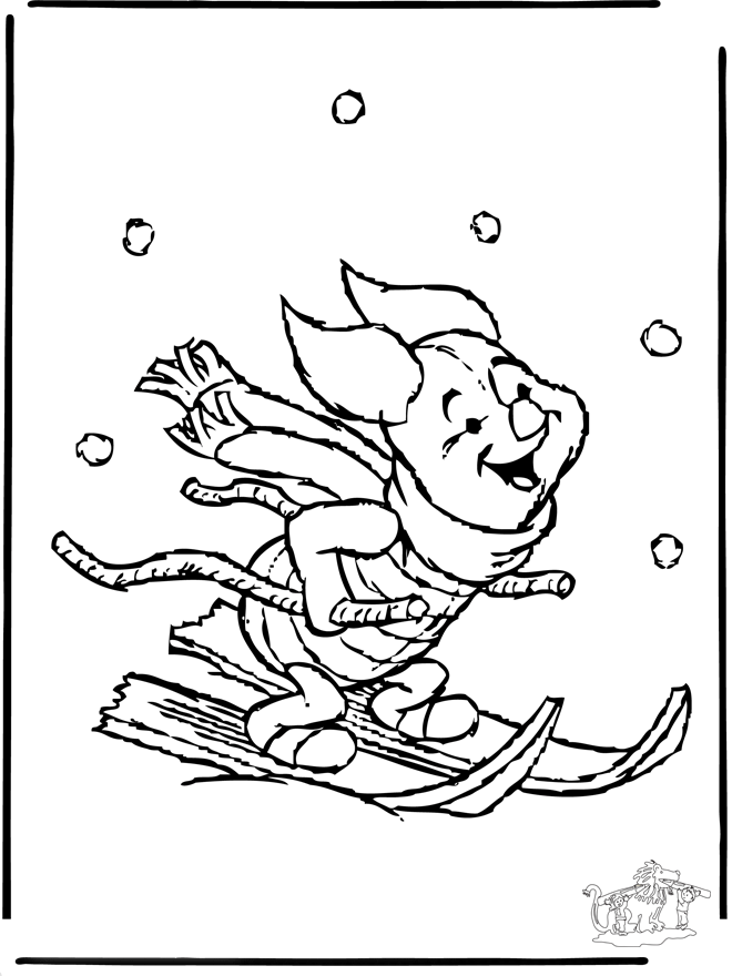 Piglet winter - Skiing