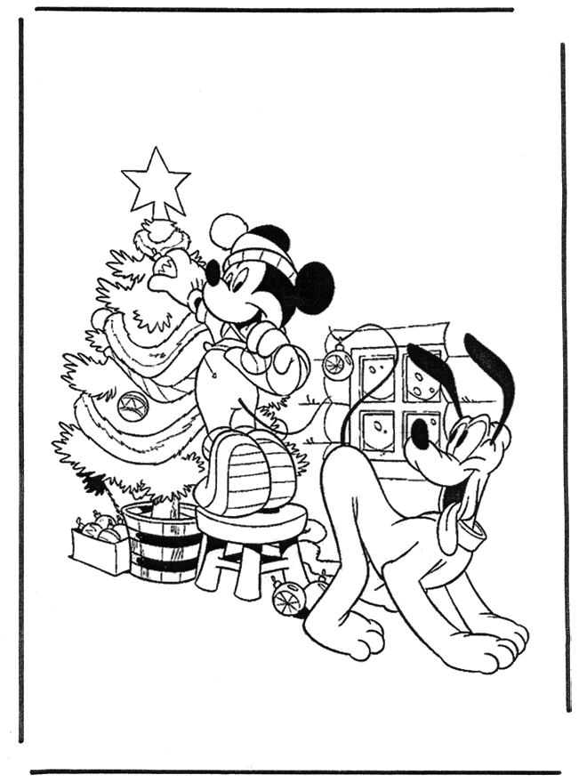 Download Pluto and Mickey with christmastree - Mickey Mouse