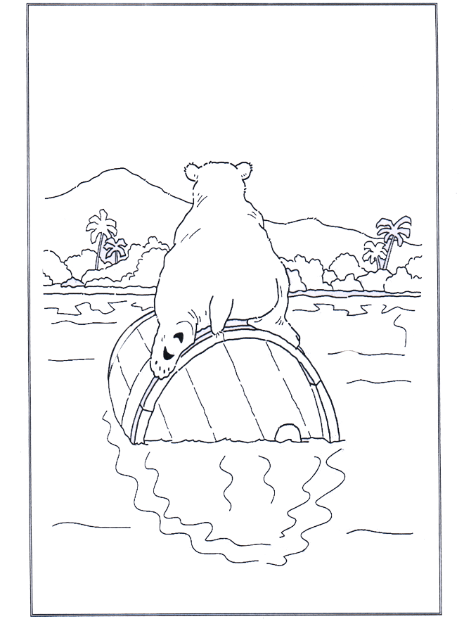 Polar bear on a barrel - Zoo
