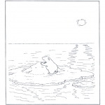 Animals coloring pages - Polar bear on ice