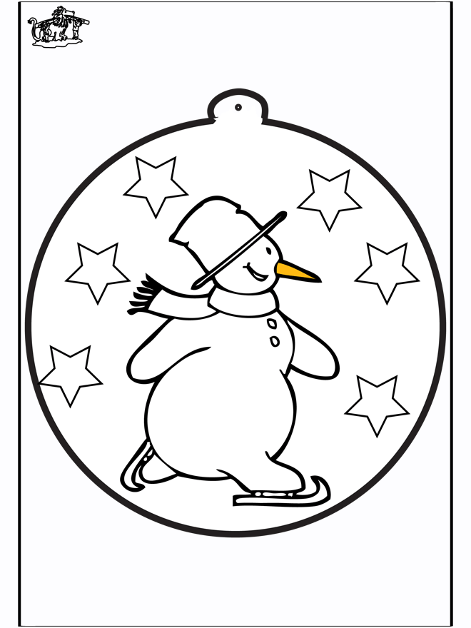 Pricking card snowman 1 - Skating