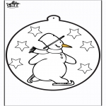 Winter coloring pages - Pricking card snowman 1