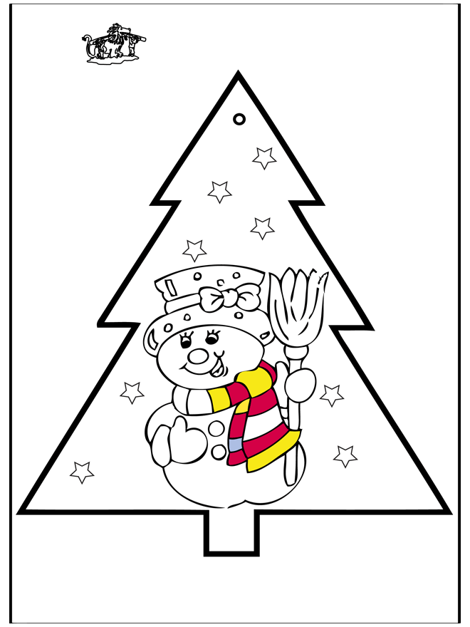 Pricking card snowman 2 - Pricking cards Christmas