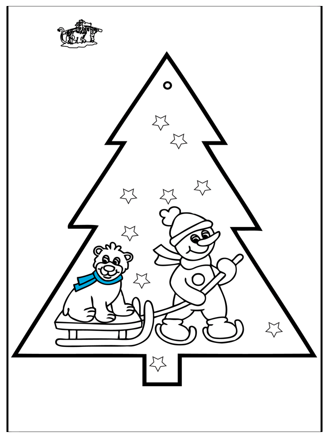 Pricking card snowman 3 - Pricking cards Christmas